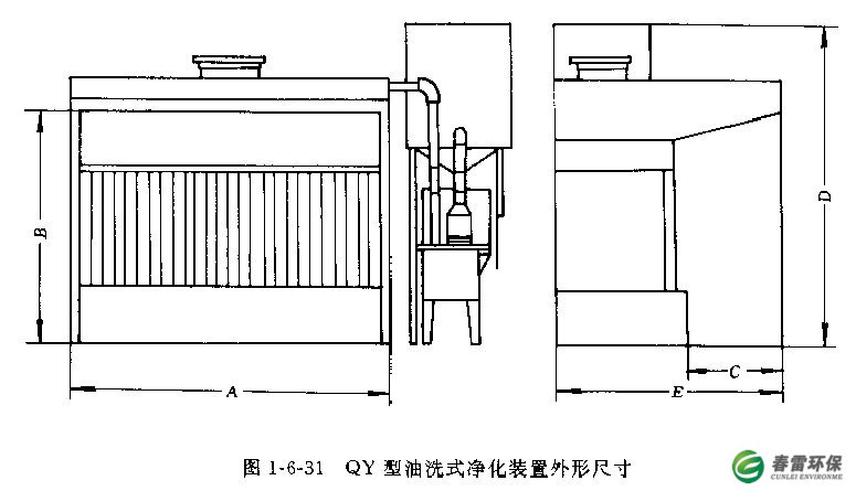 QY型油洗式净化装置外形尺寸